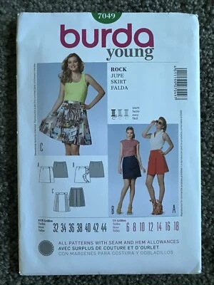 Burda 7049 Young UNCUT Skirt Pleat Wrap Frill Sewing pattern Sz  6-18 - Image 1 of 3