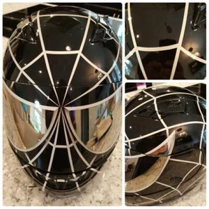 Black Spiderman Custom Painted Airbrushed Motorcycle Helmet - Picture 1 of 2