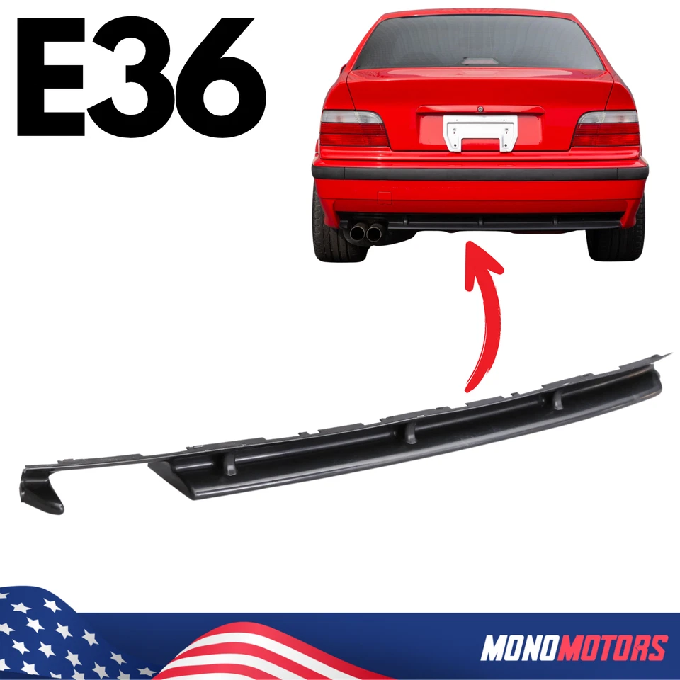 PARA BMW E36 M Parachoques Trasero Panel Difusor Inferior Inserto Doble Tubo Alerón Foto 1 de 4