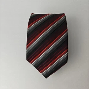 Croft & Barrow Tie Black Red Silver White Stripes Men Neck tie Polyester Father - Picture 1 of 6
