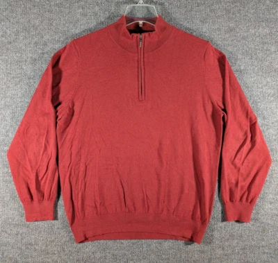 Suéter LL Bean Mezcla de Cachemira 1/4 Cremallera Rojo Para Hombre Pullover Grande Cuello Simulado 275298 Foto 1 de 4