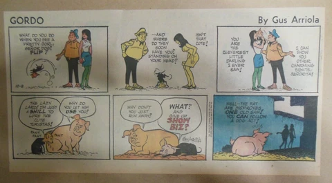 Gordo Sunday Page by Gus Arriola from 10/1/1967 Size: 7.5 x 15 inches Cover
