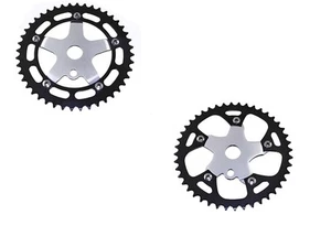 BICYCLE ALLOY CHAINRING SPROCKET 1/2 X 1/8 X 44T BLACK/CHROME CRUISER BMX NEW! - Picture 1 of 3