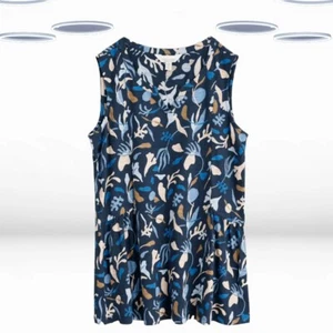 Ex Seasalt Women's Sleeveless Jersey Vest Top in Navy Floral - Picture 1 of 6