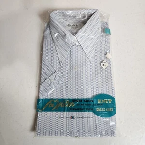 1970s Men's Sir Walter Vintage Dress Shirt Permanent Press Navy White Size 14.5 - Picture 1 of 11