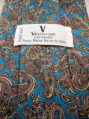 Corbata Valentino Giovanni Patrón Paisley Pura Seda de Italia Hecha en EE. UU. Foto 1 de 4