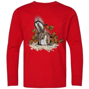 Inktastic Squirrel Superhero Landing With Acorns Youth Long Sleeve T-Shirt Funny - Picture 1 of 4