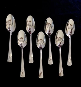 Set 7 Teelöffel Oneida RIVER Edelstahl glänzend & satiniert Wirbel Silberbesteck Löffel A - Bild 1 von 4