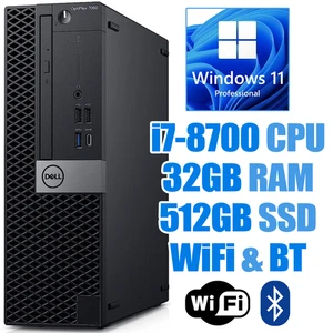 Dell OptiPlex 7060 SFF Windows 11 PC┃i7-8700┃32GB RAM┃512GB NVMe SSD┃WiFi&BT - Picture 1 of 10