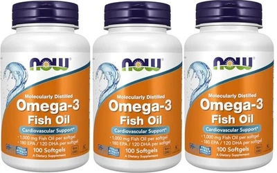 NOW Foods (3 PAQUETES) Omega-3 1000 mg 100 cápsulas blandas Foto 1 de 4