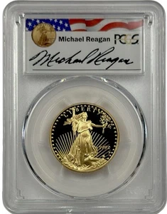 1992 P Gold $25 Reagan Signed 1/2 oz Proof American Eagle PCGS PR 69 DCAM - Picture 1 of 2