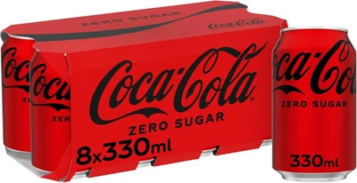 Coca-Cola Zero Sugar 8 X 330 Ml-UK Fast & Free Delivery 🚚 - Image 1 of 4
