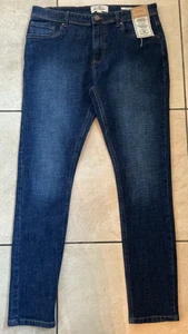 Pantalones de mezclilla Threadbare Heritage para hombre 12 oz ajustados 5 bolsillos talla 34" L31" nuevos con etiquetas lavado oscuro - Imagen 1 de 6