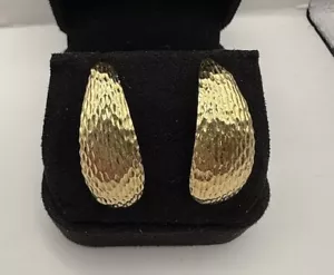 Ohrringe 14k Gelbgold J Haken gehämmert Pfosten 1" lang - Bild 1 von 7