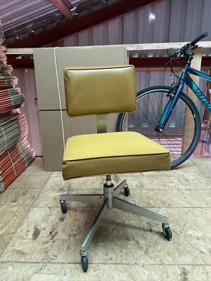 Vtg Mcm Steelcase Swivel Tanker Office Chair Industrial Goodform USA Yellow - Image 1 of 4