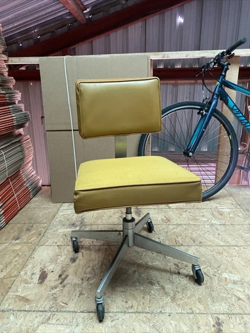 Vtg Mcm Steelcase Swivel Tanker Office Chair Industrial Goodform USA Yellow Cover