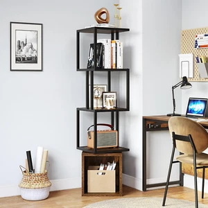 4-Tier Rotating Bookshelf 360 Display Floor Standing Bookcase for Small Spaces I - Picture 1 of 12