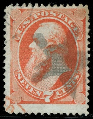 [st7136]USA 1871 Scott#138A used 7¢ vermilion I-GRILL cv:$750 WT.CROWE EXPERTISE - Image 1 of 3