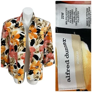 Alfred Dunner Blazer Womens 22W Knit Orange Floral Work Office Casual Church - Picture 1 of 15