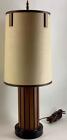 vintage Mid-Century Danish GRUVWOOD teak TABLE LAMP w/Original Shade MCM 8pix