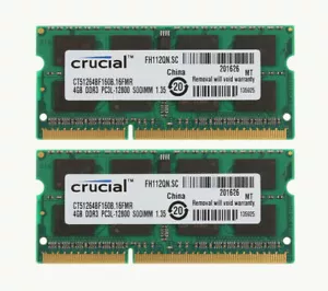 Crucial 8GB 2x4GB 2Rx8 PC3L-12800S DDR3 1600Mhz Memory SO-DIMM Laptop RAM 4GB - Picture 1 of 7