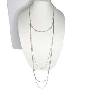 BCBGeneration Extra Lange Lagenlook Kette Halskette 46" Strass Silber Chic NEU - Bild 1 von 21