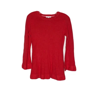 Isaac Mizrahi Live roter leichter gerippter Pullover aus Baumwollmischung XXS - Bild 1 von 4