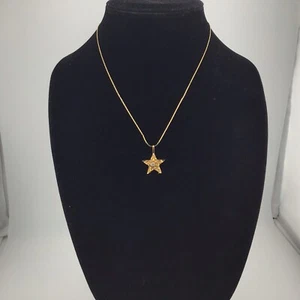 Vtg GoldT Necklace Star Pendant Rhinestone Ethereal Soft Girl Sparkle Boho Chic - Picture 1 of 6