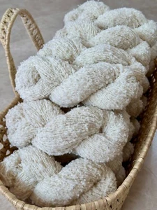 Handspun undyed yarn natural lambswool for weaving, hand, machine knitting 50g - Picture 1 of 10