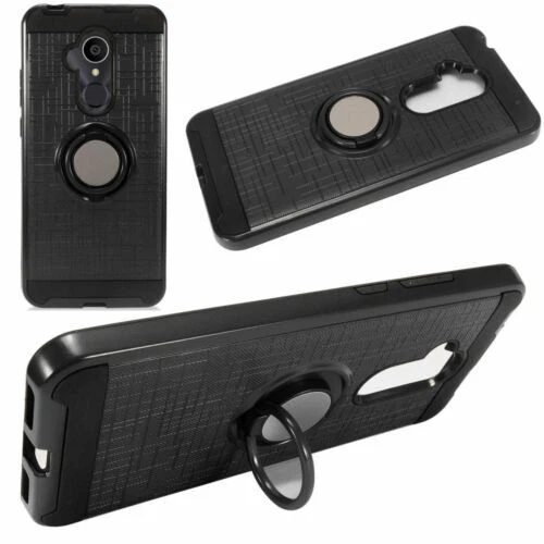 Alcatel 7 Folio (6062) Hybrid Magnetic Ring Holder Kickstand Armor Case Black - Image 1 of 1