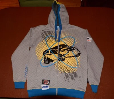 Official Ford Racing MSE Grey + Blue/Yellow Graphic Full Zip Hoodie Mens Large - image 1 of 4