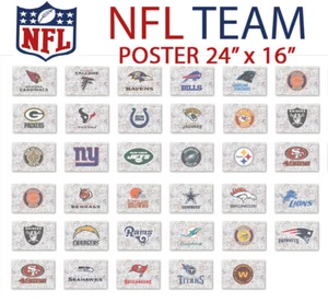 Team on NFL - Brick Wall Football Art Print Gift Sport POSTER 24" x 16" 60x40 cm - Picture 1 of 13