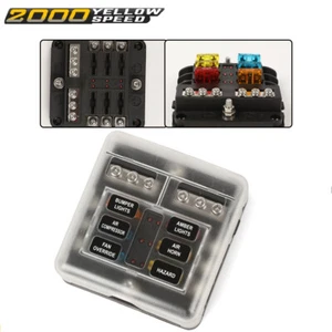 6 Way Fit For 12V 24V Car Boat Auto Blade Fuse Holder Box Block Panel Board New - Picture 1 of 10
