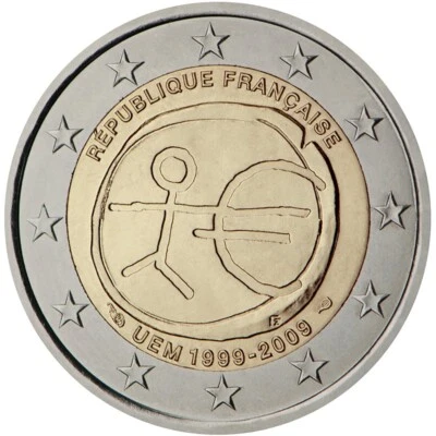 Francia - 2 Euros Conmemorativos 2009 10 años de EMU – EMU UNC - ENVÍO GRATIS Foto 1 de 3