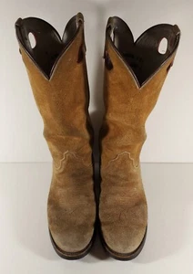 Olathe Boot Co Vintage Wildleder Leder Cowboystiefel Hergestellt in den USA Hellbraun Herren 9 - Bild 1 von 11