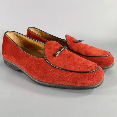 Mocasines sin cordones de gamuza con ribete en contraste negros borgoña talla 8 A.TESTONI Foto 1 de 4