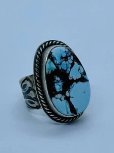 TIM VANDEVER Giant Navajo Natural Turquoise Sterling Silver Ring - Picture 1 of 16