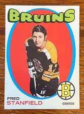 1971-72 TOPPS HOCKEY FRED STANFIELD CARD #7 BOSTON BRUINS EXMT