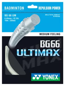 Yonex BG66 Ultimax 0.65mm Metallic White Badminton String - Picture 1 of 1