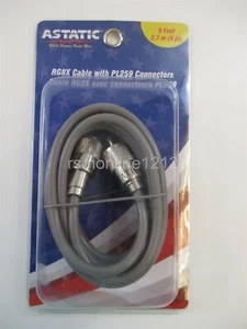 Astatic A8X9 9 Foot RG8X CB HAM Radio Antenna Coaxial Cable w/ PL259 Ends - Picture 1 of 8