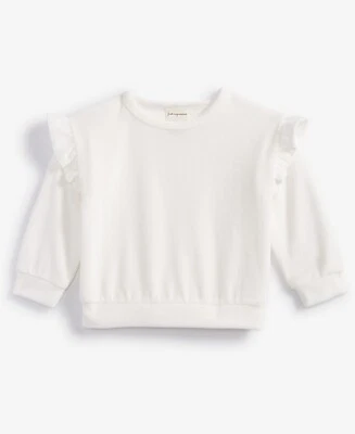 First Impressions Baby Girls Solid Ruffled Velour Top White SZ 3-6 Months - Image 1 of 4