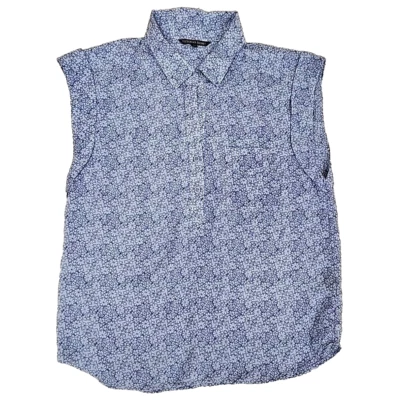 Victoria's Secret Periwinkle Blue Floral Sleeveless Blouse & Buttons Size Medium - Image 1 of 4