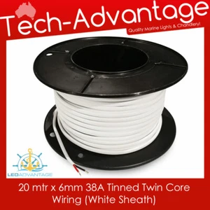20mtr x 6mm Twin Two-Core 2-Core 38Amp Tinned Copper Wire Wiring - Boat Marine - Picture 1 of 2