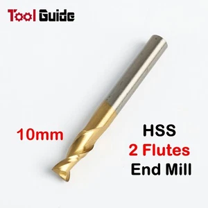 10mm 2 Flutes End Mill Cutter M2 HSS Titanium Coated, CNC Milling Machine Finish - Picture 1 of 6