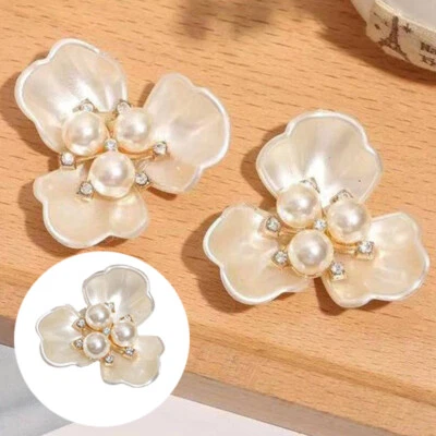 10PCS Pearl Rhinestone DIY Flower-shaped Buttons Decorative Buttons Crystal - Image 1 of 4