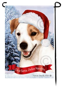 Dear Santa, Define Naughty Garden Flag - Tan & White Jack Russell Terrier 076A - Picture 1 of 1