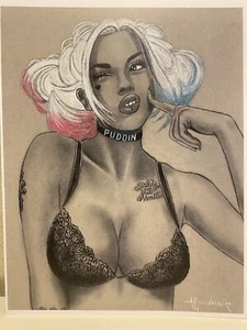 HARLEY QUINN by Arsenio Echevarria  Original Art Drawing 8x11  (( PRINT )) - Picture 1 of 3