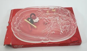 Christmas Crystal Mikasa 10” Oval Platter Holiday Bells Sculpted Design - Picture 1 of 5