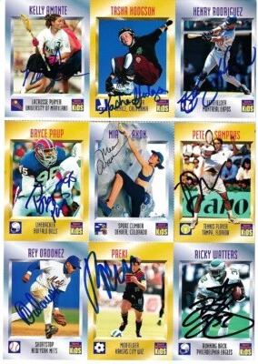 Pete Sampras Ricky Watters Paup Preki +5 signed 1996 SI for Kids Kartenbogen JSA - Bild 1 von 2