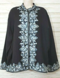 Take Two Womens Plus Sz 1X Wool Blend Embroidered Cardigan Top Office Siren NWT - Picture 1 of 12